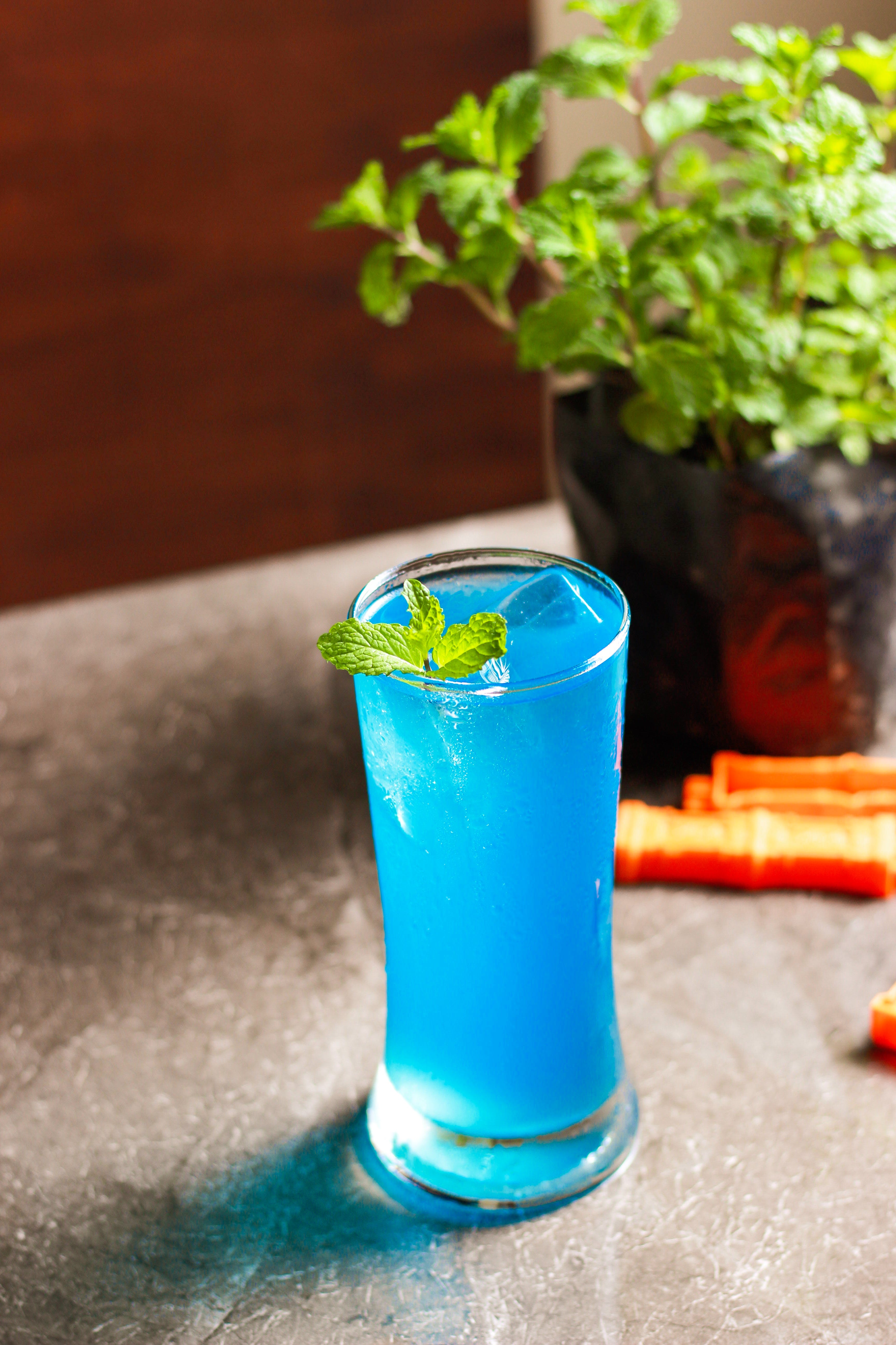 Blue shop juice drink